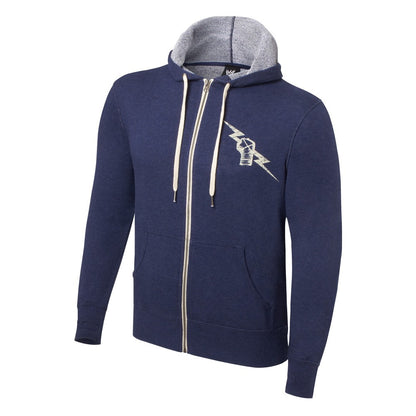 CM Punk - Vintage Lightweight Full Zip - Mens WWE Hoodie Sweatshirt (Navy Blue)