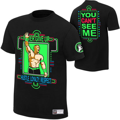 John Cena - Never Give Up -  Mens WWE Authentic T-Shirt (Neon)