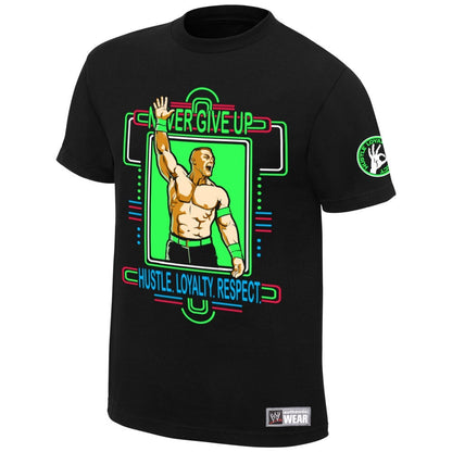 John Cena - Never Give Up -  Mens WWE Authentic T-Shirt (Neon)