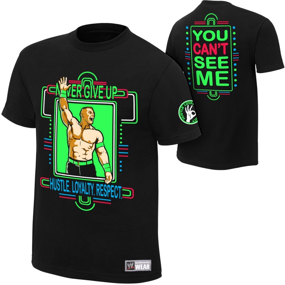 John Cena - Never Give Up -  Kids WWE Authentic T-Shirt (Neon)