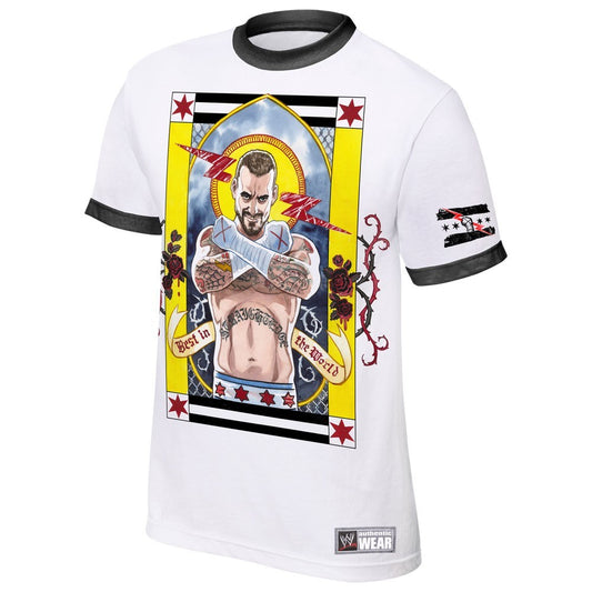 CM Punk - Second City Saint - Mens Authentic WWE T-Shirt (White)