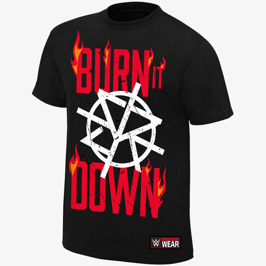 Seth Rollins - Burn it Down - Men's WWE Authentic T-Shirt (Black)