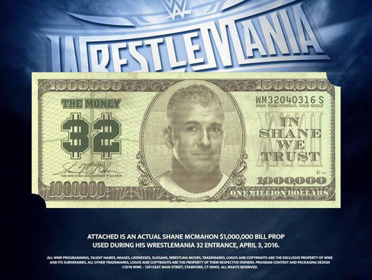 Shane McMahon WrestleMania 32 Mounted Dollar Bill (Limited Edition)