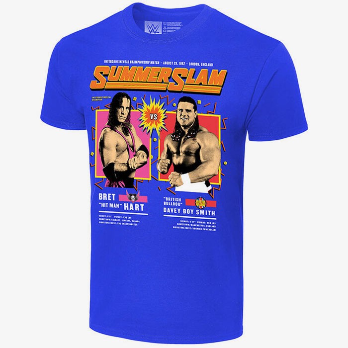 SummerSlam 1992 - Bret Hart vs British Bulldog - Men's WWE Retro T-Shirt