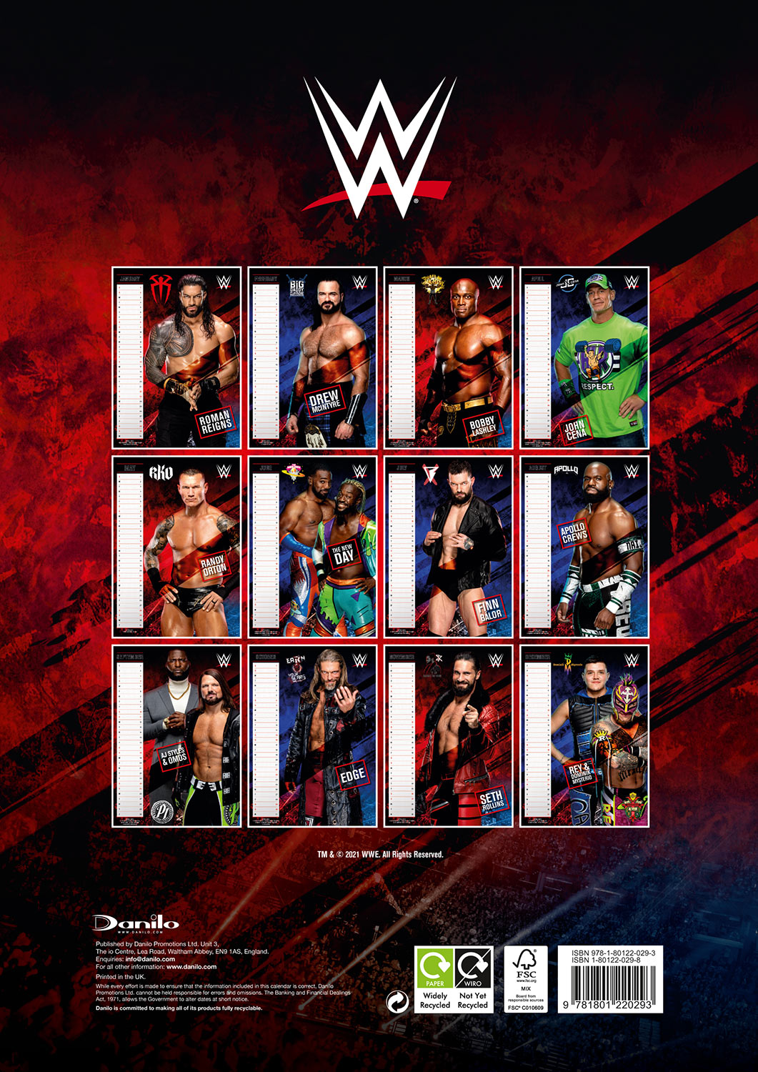Official WWE 2022 Calendar (Men)