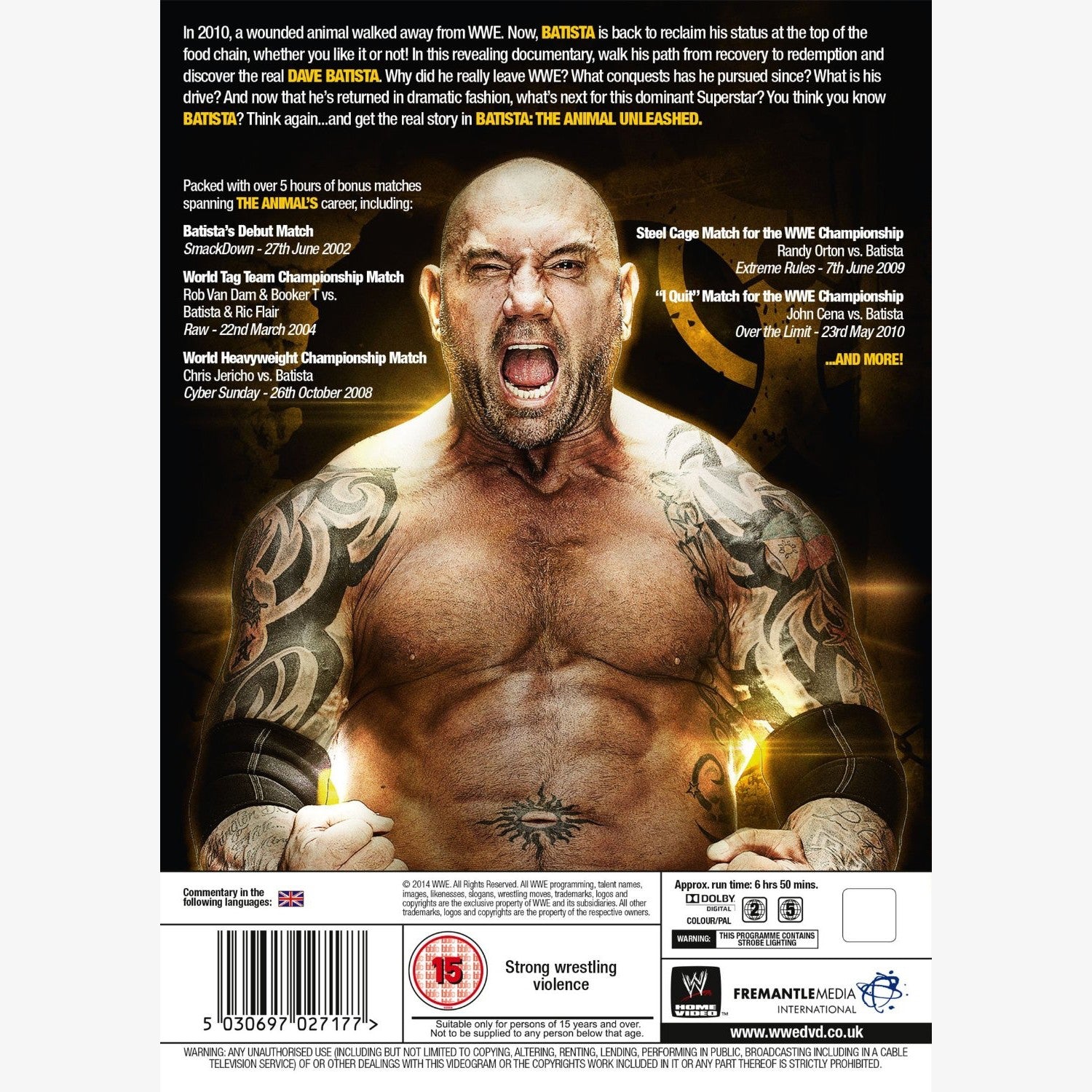 WWE Batista - The Animal Unleashed DVD – wrestlingshop.com WWE Batista - The Animal Unleashed DVD – wrestlingshop.com