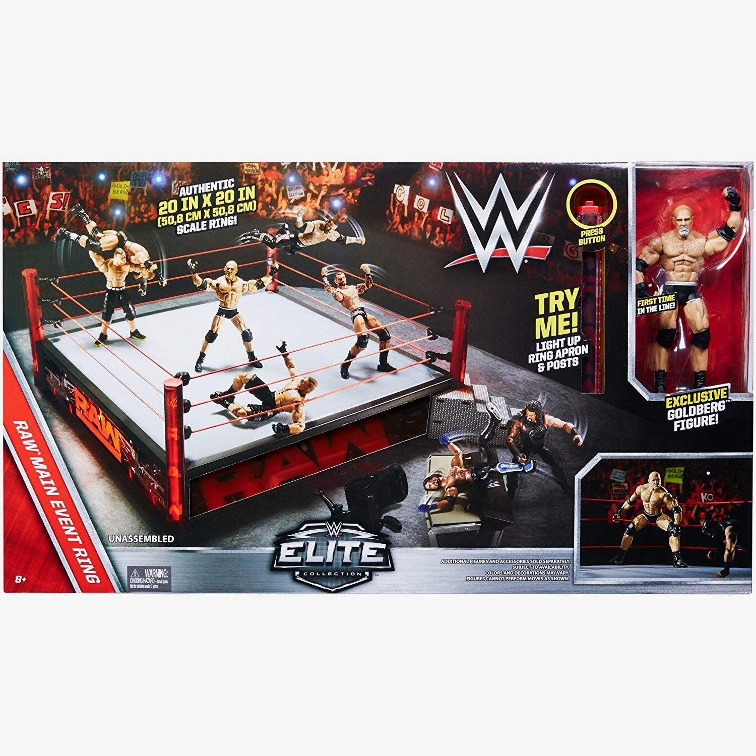 WWE RAW Main Event Real Scale Ring Playset (Includes Goldberg 