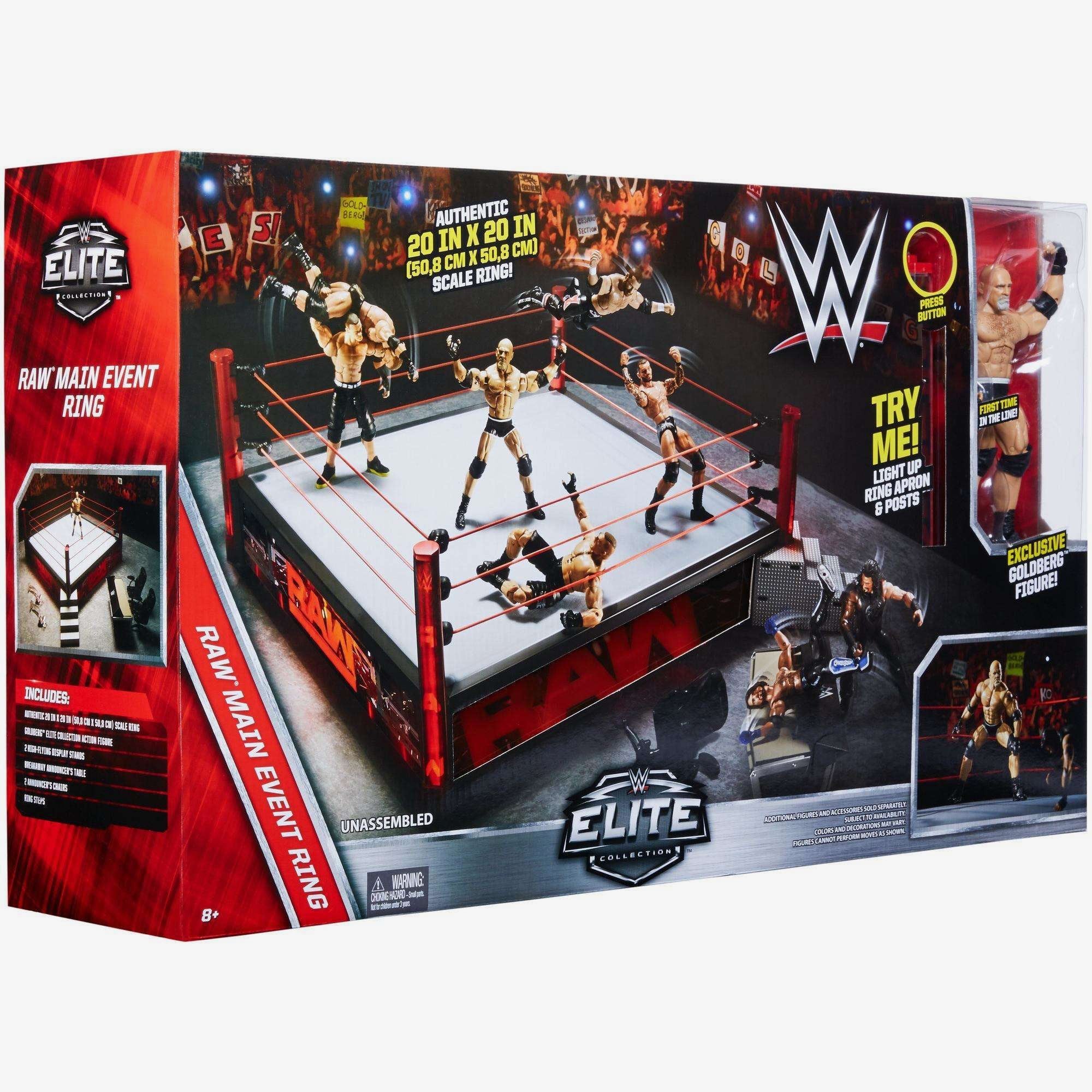 Wwe elite authentic scale hot sale raw playset with goldberg figure