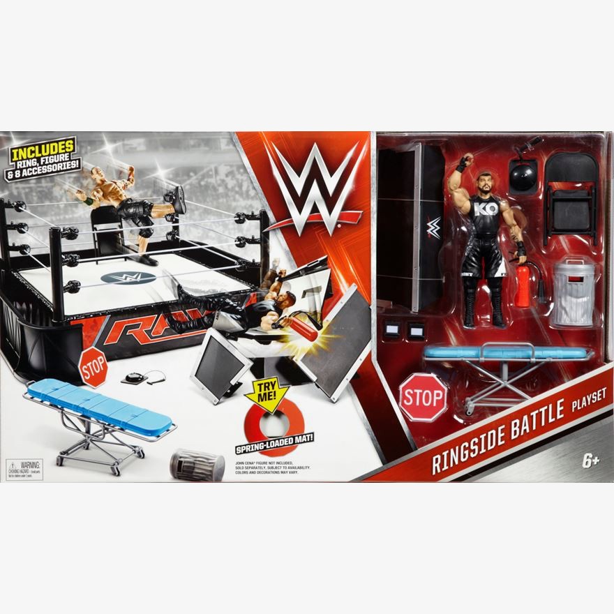 Wcw Ringside WWE Ringside Battle Playset with Kevin Owens Figure & Accessories ...