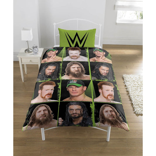 WWE Superstars Single Bedding Set (Green squared)